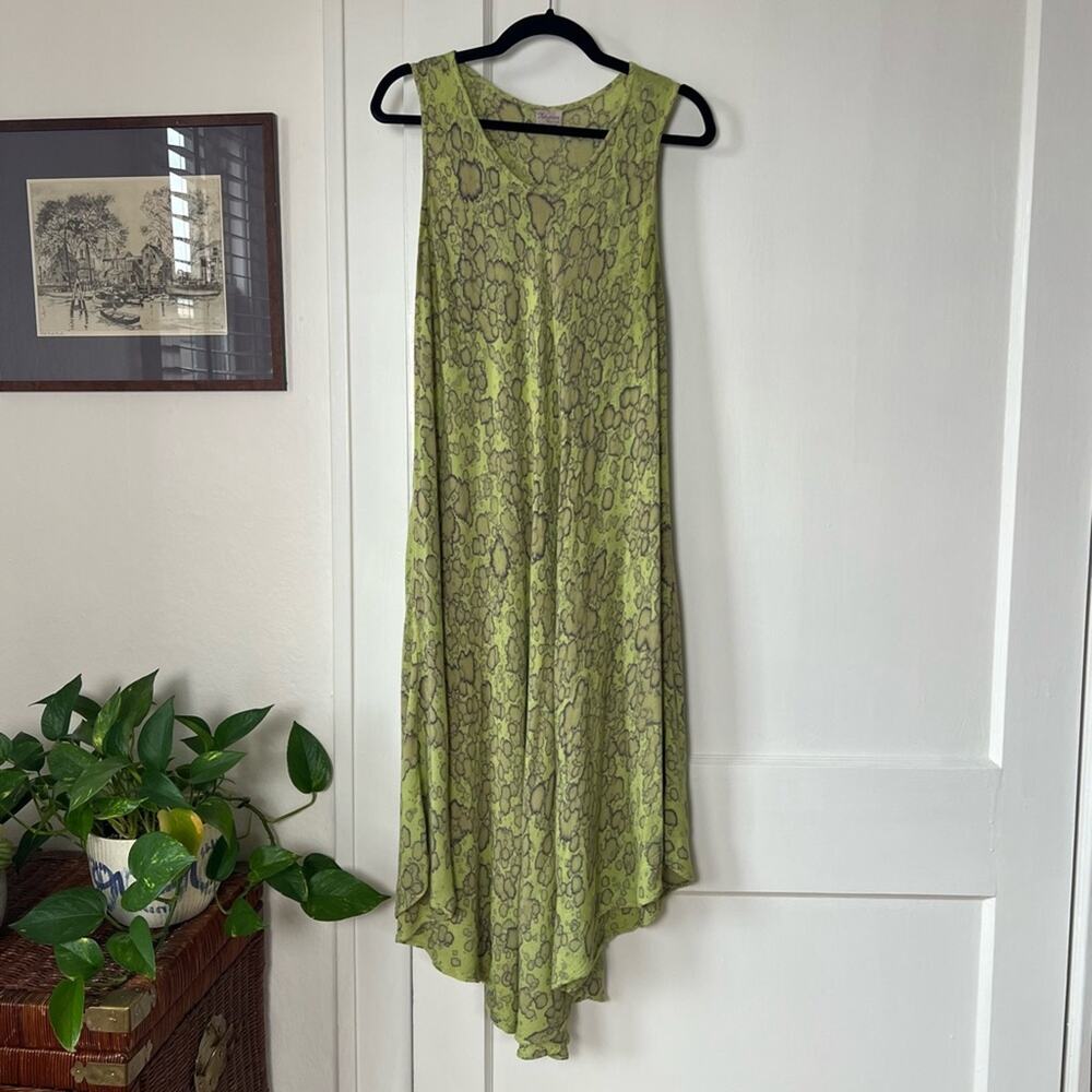 Vintage Funky Green Dyed Midi Dress - Picture 4 of 7